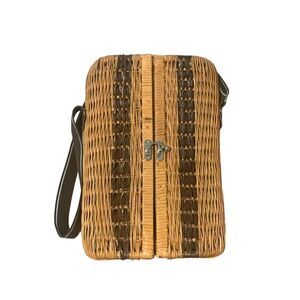 New Wicker Wine Picnic Basket Carry Strap Bottle Stopper Opener Date Night 2 Gla